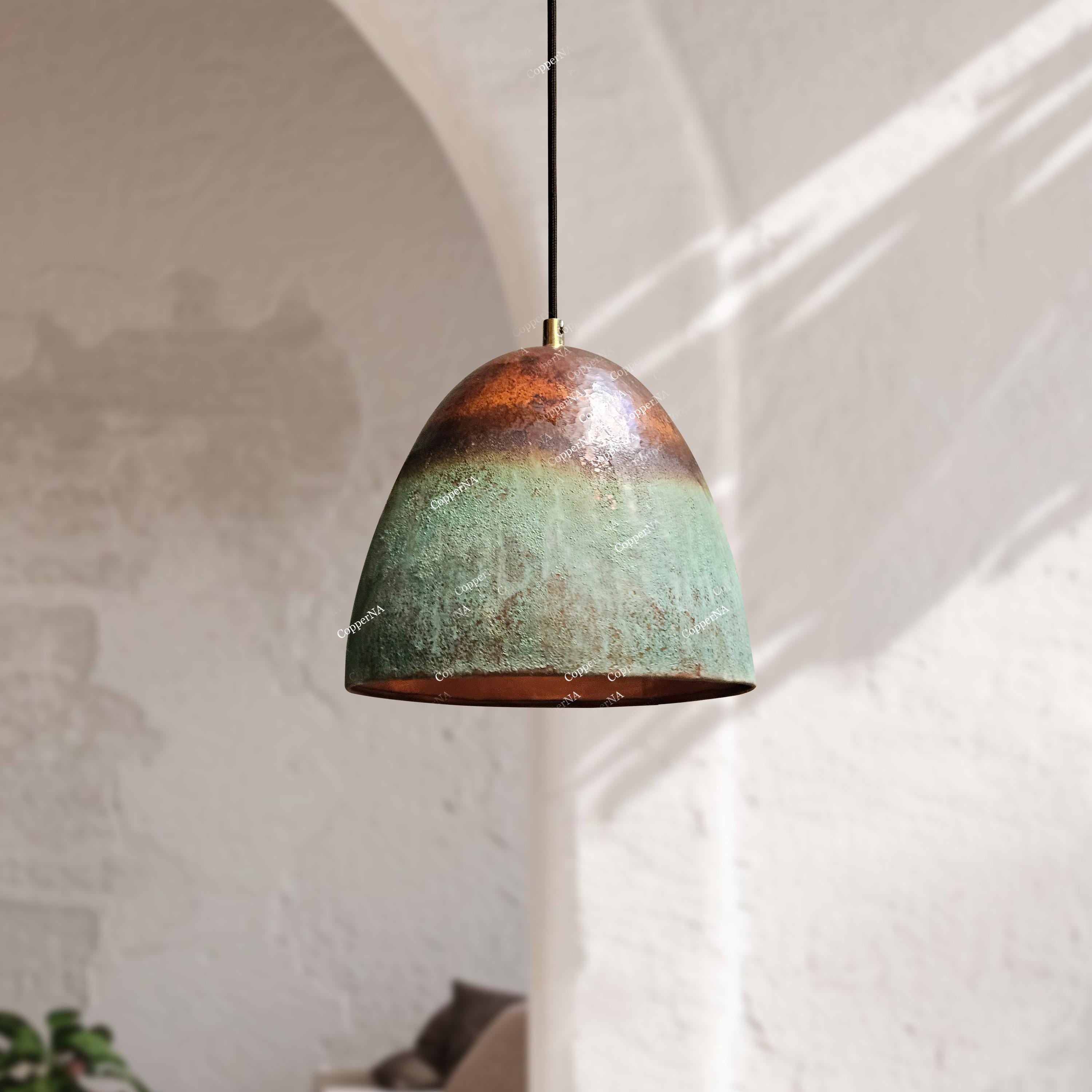 Set of 3 Copper Island Pendant Lights – Farmhouse Kitchen Ceiling Fixtures