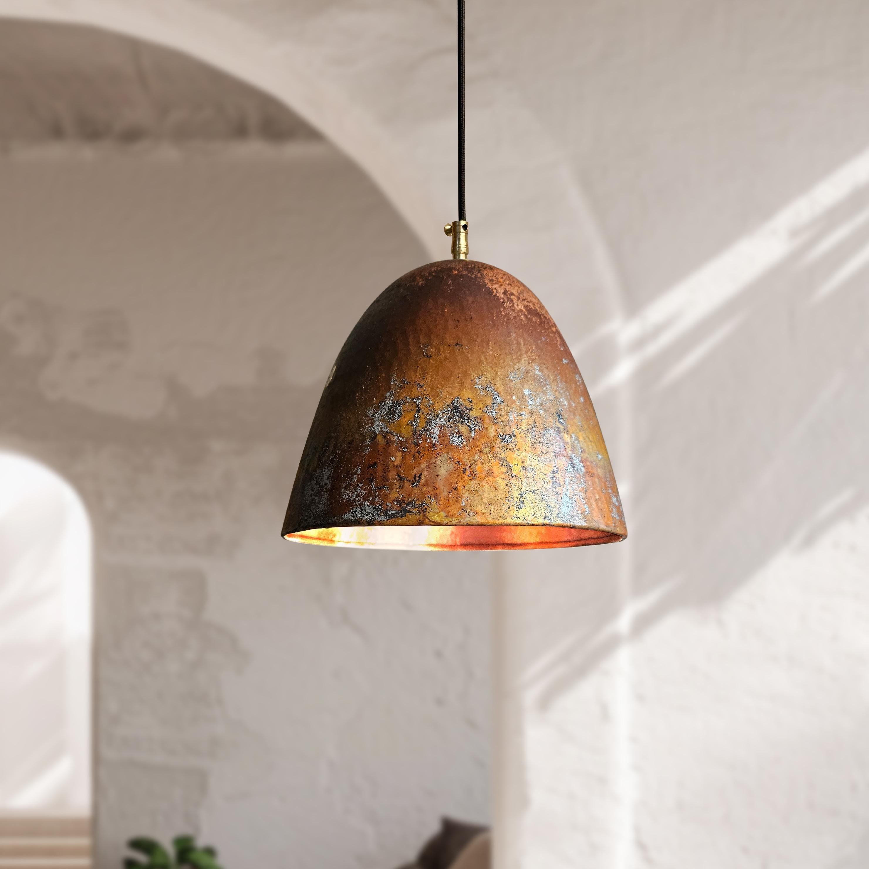 Rustic Copper Pendant Light – Oxidized Dome Kitchen Island Fixture